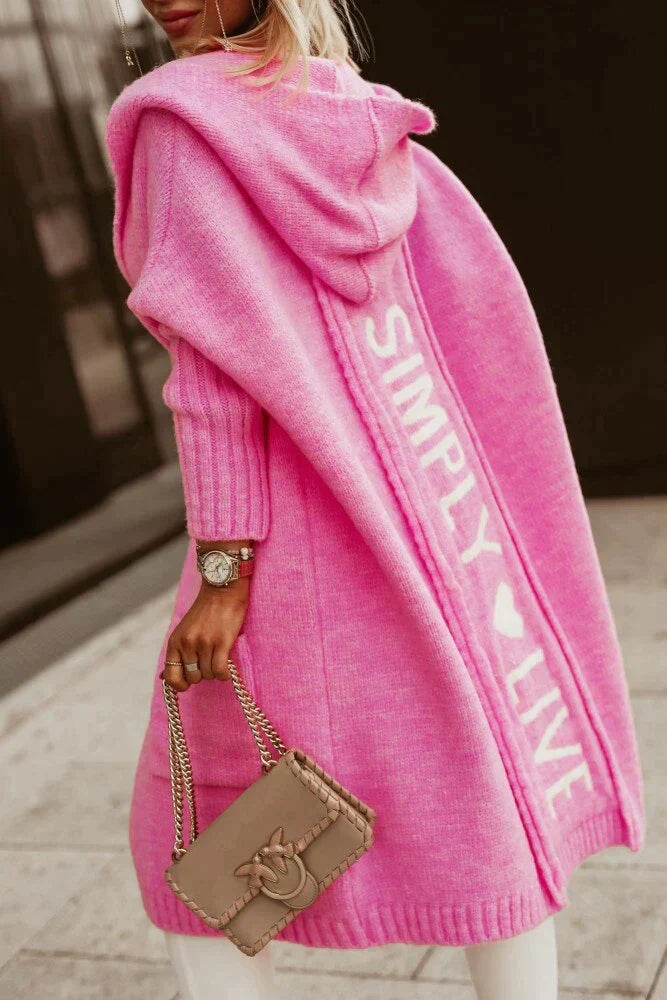 Longline-Kapuzenjacke mit Herz und Buchstaben