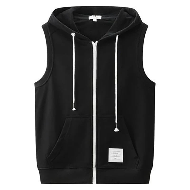Ermeløs Hoodie til Herre med Glidelås – Oversized Streetwear Vest