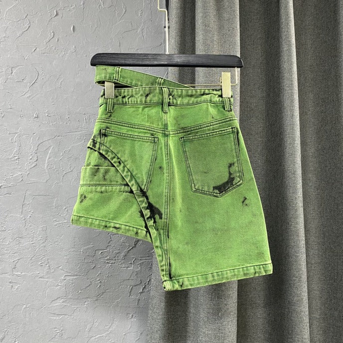 Slitne denimshorts med syrlig vask