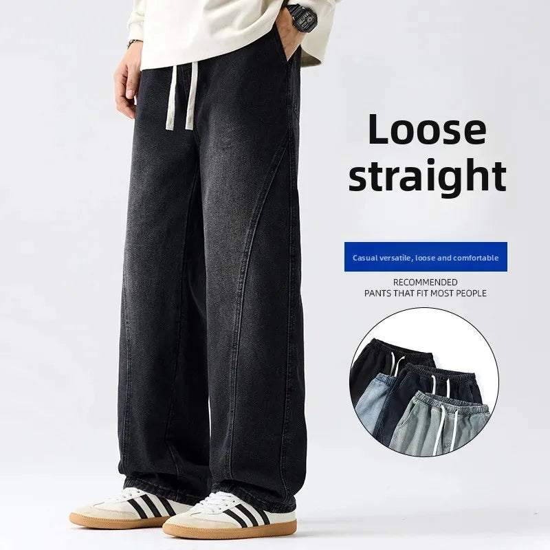 Retro Herrejeans – Løse, Rette Bukser i Amerikansk Stil | Casual Denim Bukser til Vår og Høst (2025)