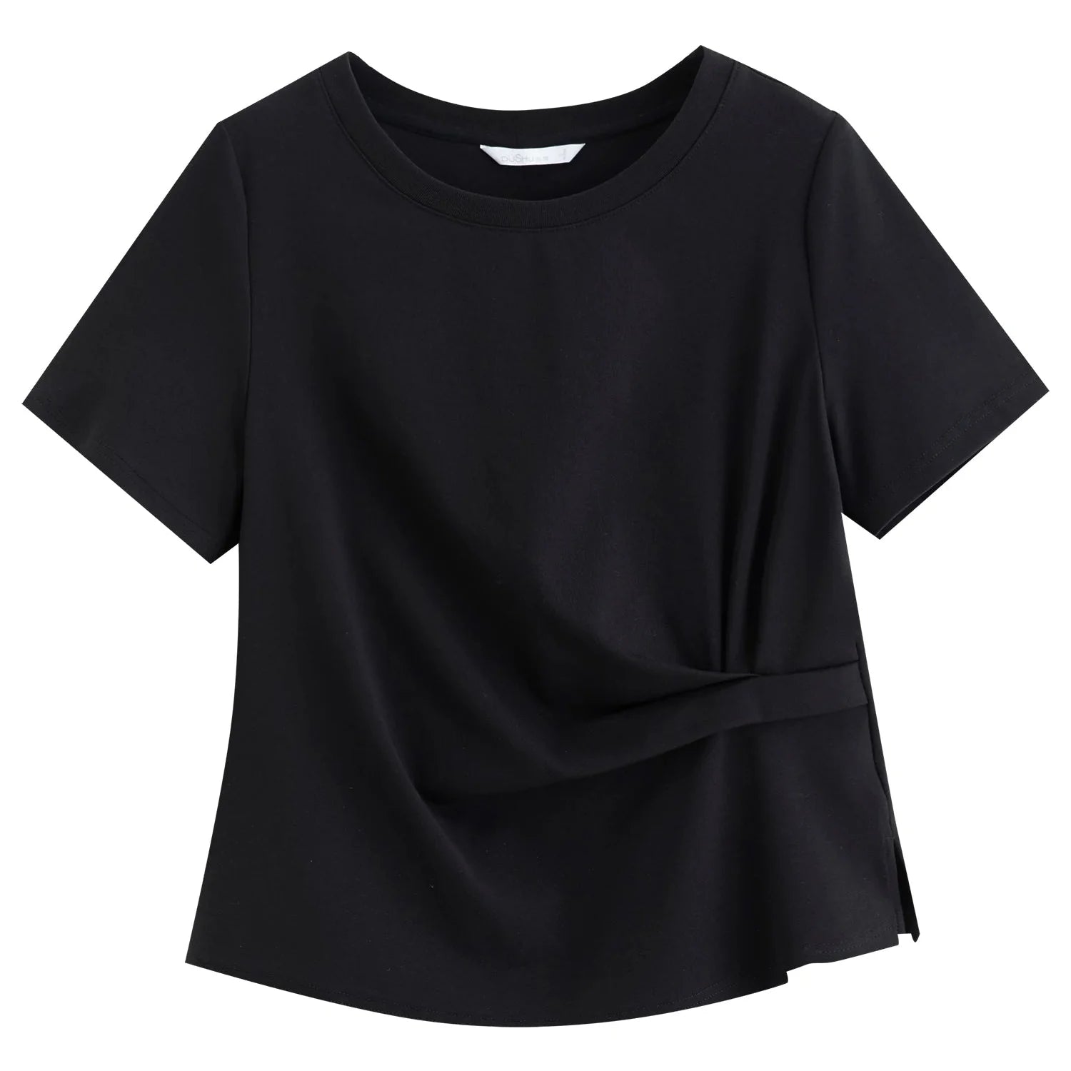 Asymmetrisk T-skjorte til Dame – Waist-Cinching Topp med Cut-out Detaljer