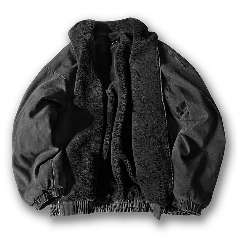 Japansk Vintage Polarfleece Jakke – Herre Vinterjakke | Løs Passform & Streetwear Stil