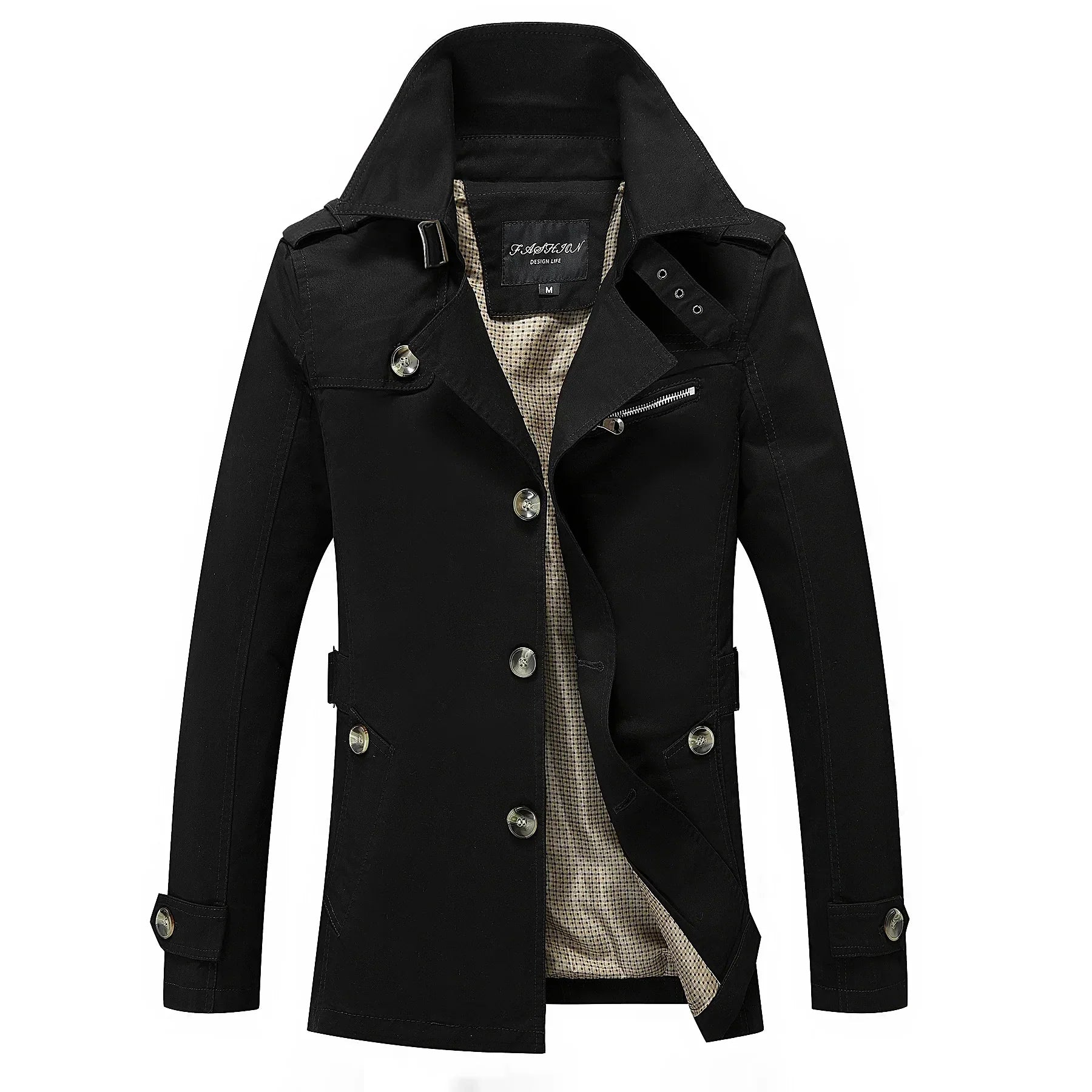 Moteriktig lang trenchcoat for menn