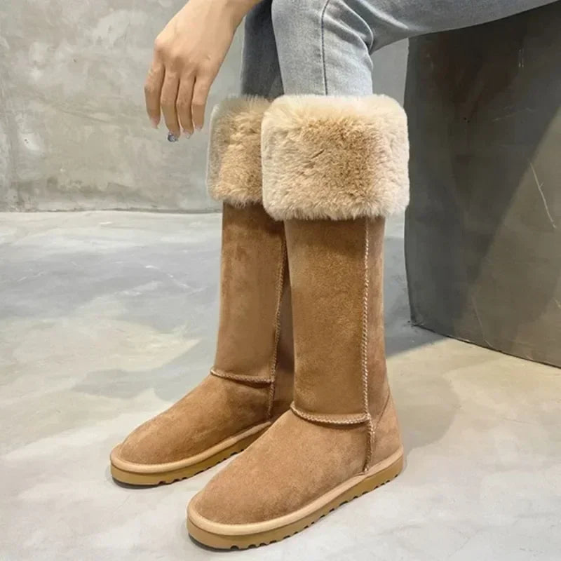 Elegante vinterstøvler i semsket skinn med plysjfôr