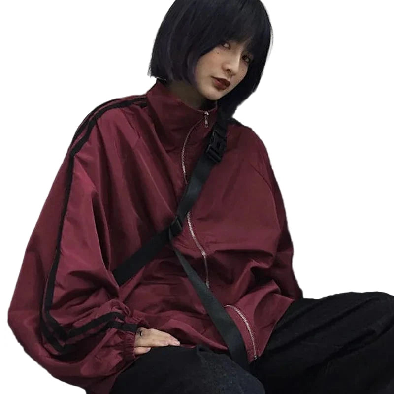 Oversized Vindjakke for Dame – Koreansk BF-stil | Lett, Trendy & Solbeskyttende Streetwear til Vår og Høst – Svart