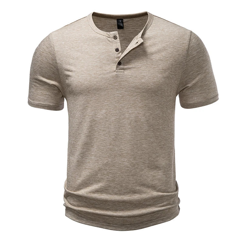 Herre T-skjorte med Henley-hals – Pustende Bomull & Klassisk Sommerstil