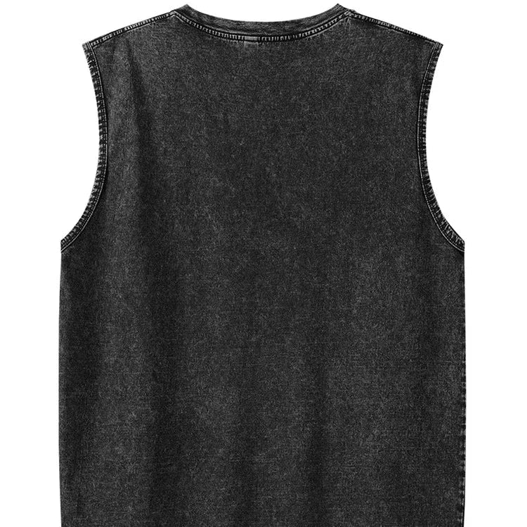 Vasket Bomulls Tank Top til Herre – Ermeløs Trenings- og Sommertopp