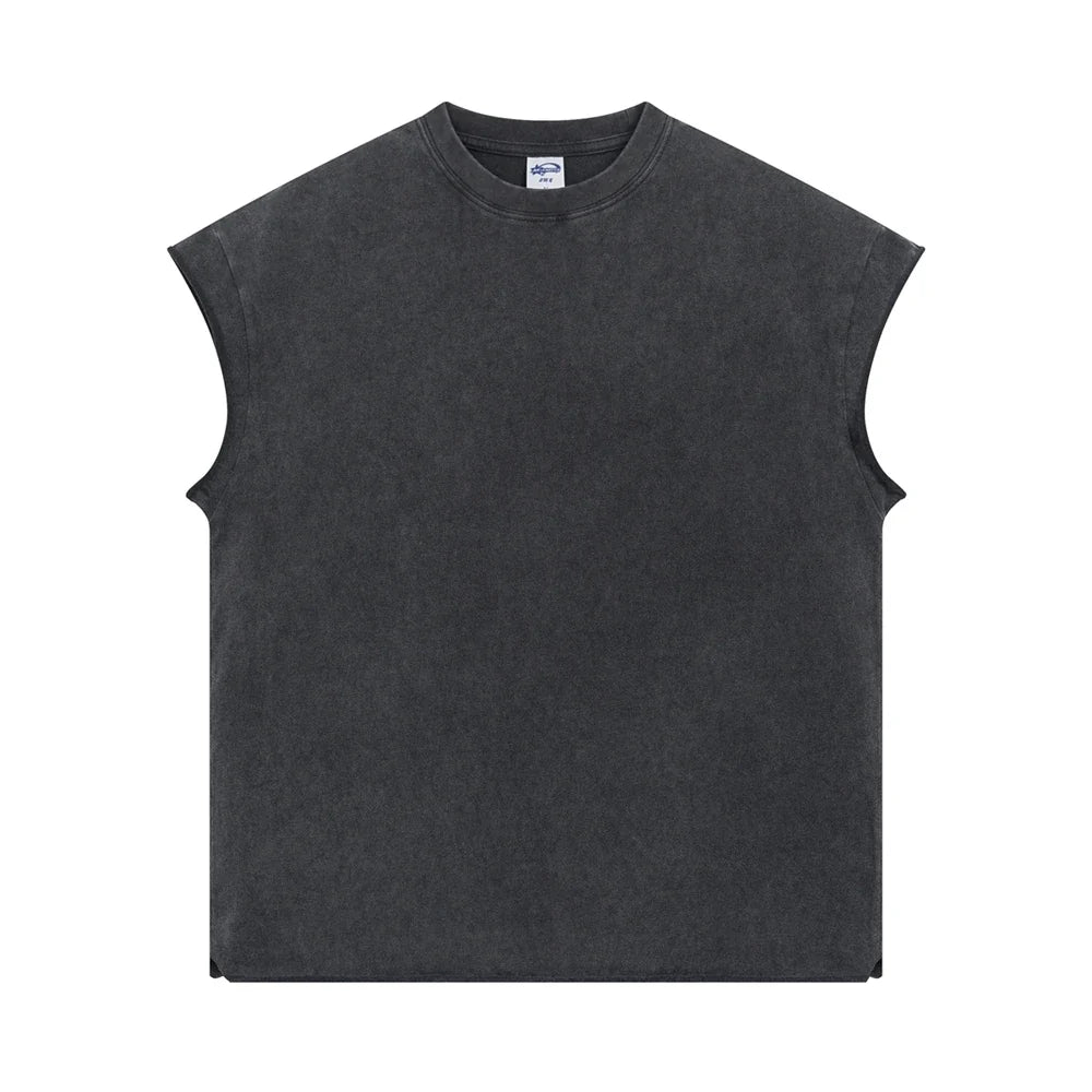 Oversized Batik Tank Top til Herre – 275gsm Vintage Sleeveless Vest