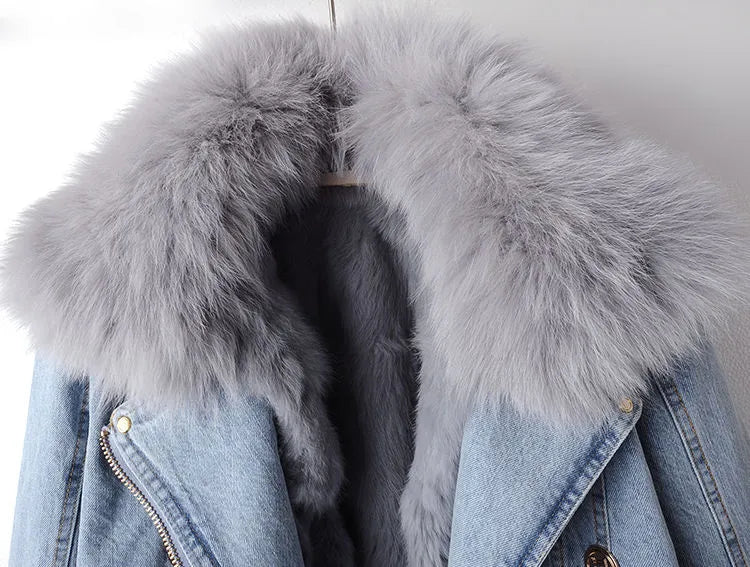 Jackie™️ | Elegance Denim & Fur Jacket