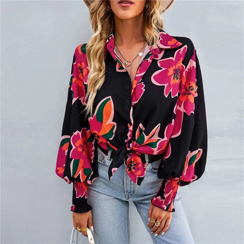Elegant bluse med knute foran