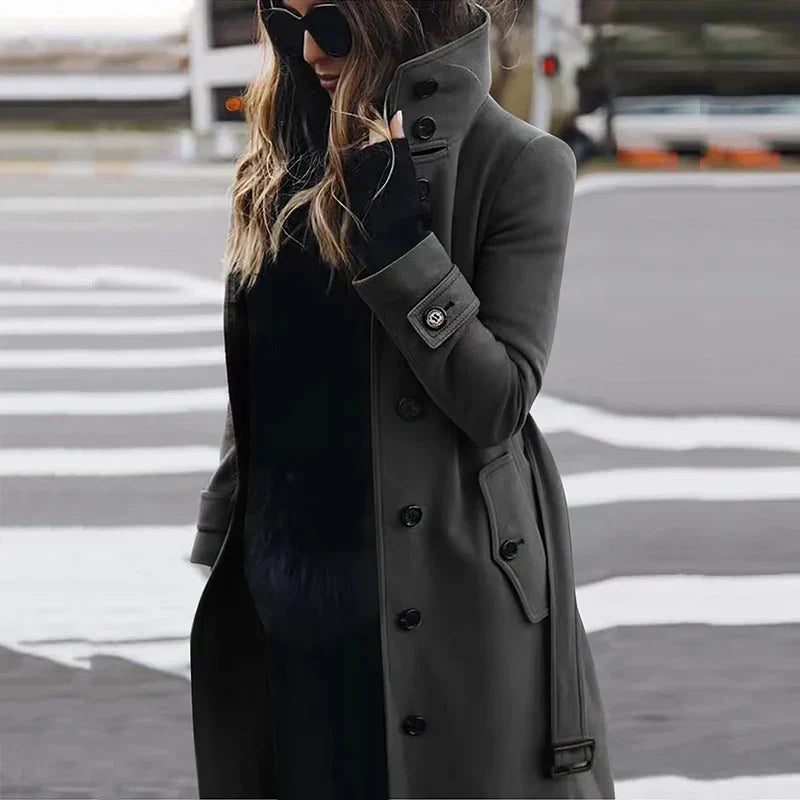 Trenchcoat med høy hals