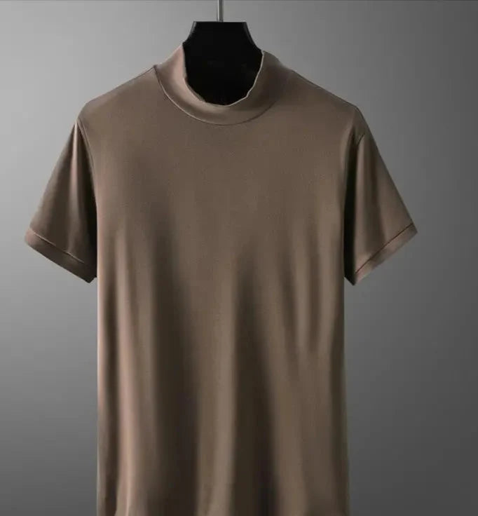 Klassisk Y2K Turtleneck T-skjorte for Herre – Kortermet Streetwear i Myk Modal
