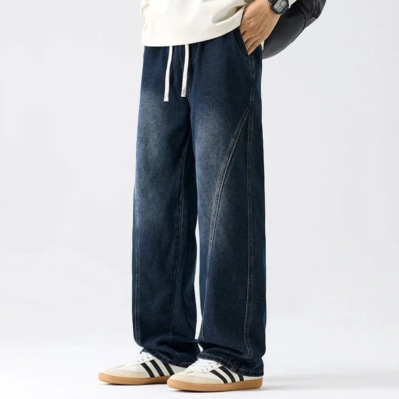 Retro Herrejeans – Løse, Rette Bukser i Amerikansk Stil | Casual Denim Bukser til Vår og Høst (2025)