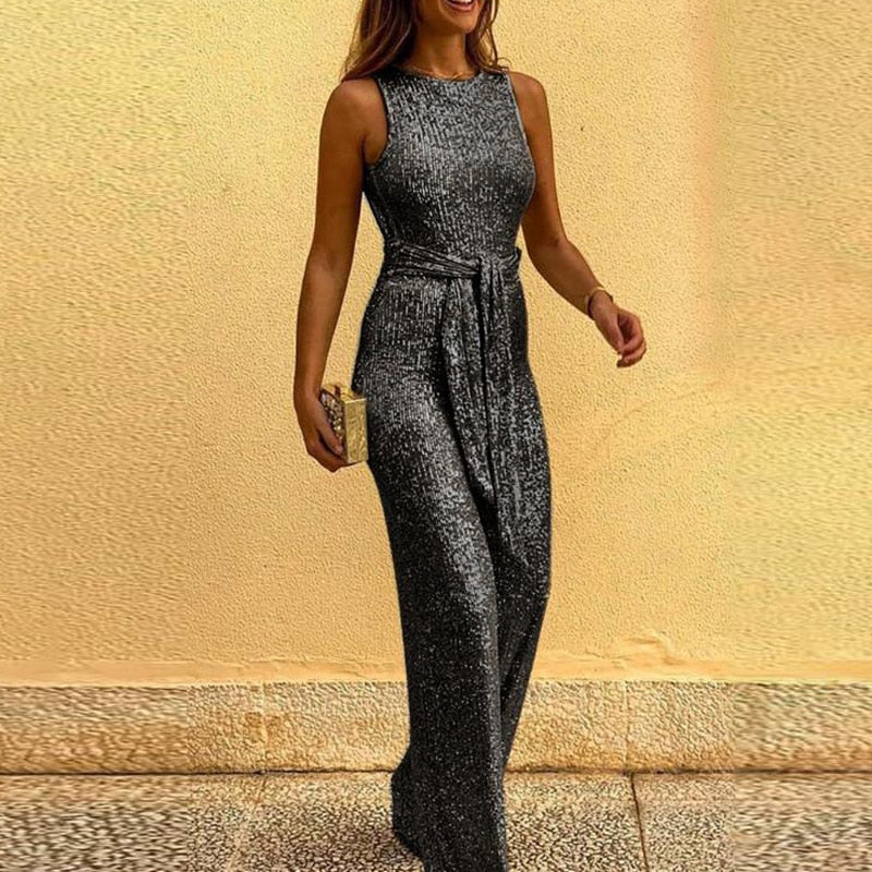 Jumpsuit med én skulder og justerbar midje