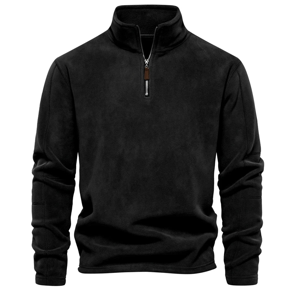 Tykk og varm herre-fleece – halv glidelås, softshell-look til tur og hverdag