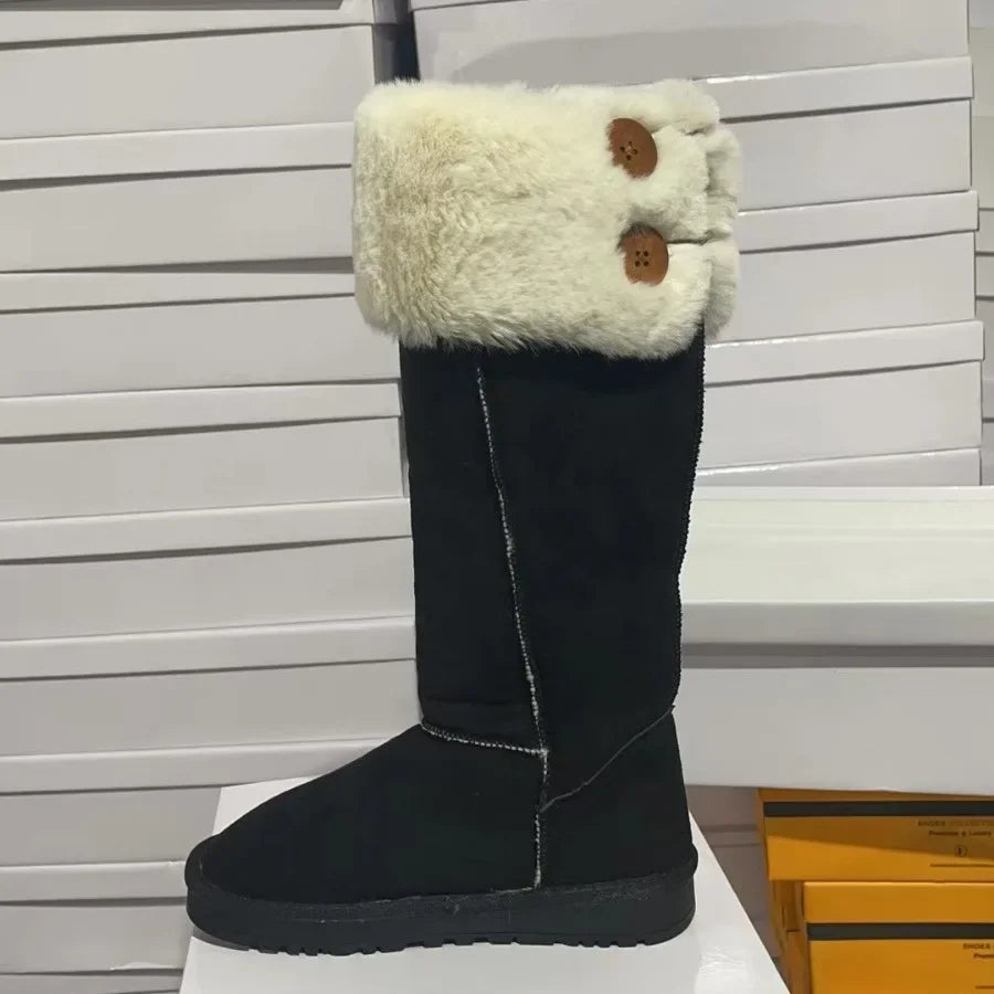 Elegante vinterstøvler i semsket skinn med plysjfôr