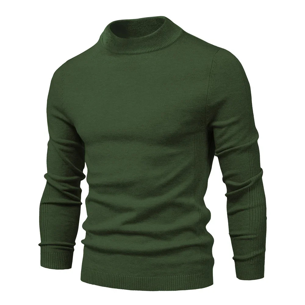 Myk Herregenser med Høy Hals – Ensfarget Vintergenser i Premium Kvalitet | Varm og Komfortabel Pullover for Menn
