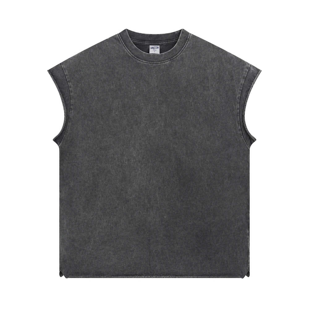 Oversized Batik Tank Top til Herre – 275gsm Vintage Sleeveless Vest