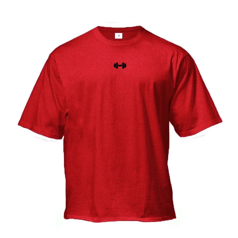 Oversized Trenings-T-skjorte for Menn – Pustende Mesh Stoff | Hurtigtørkende Løs Gym T-skjorte til Trening og Fitness