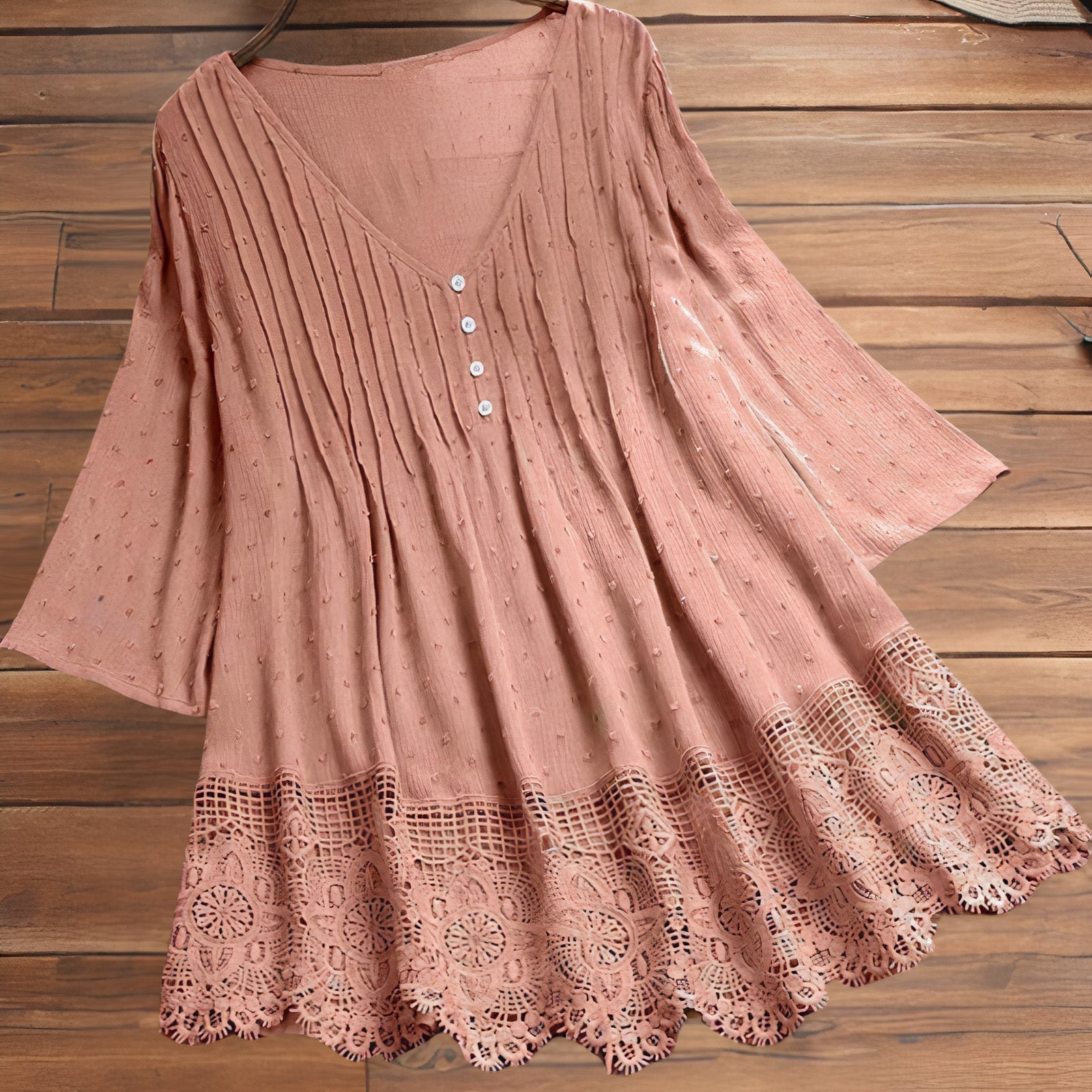 Vintage bluse med 3/4 ermer