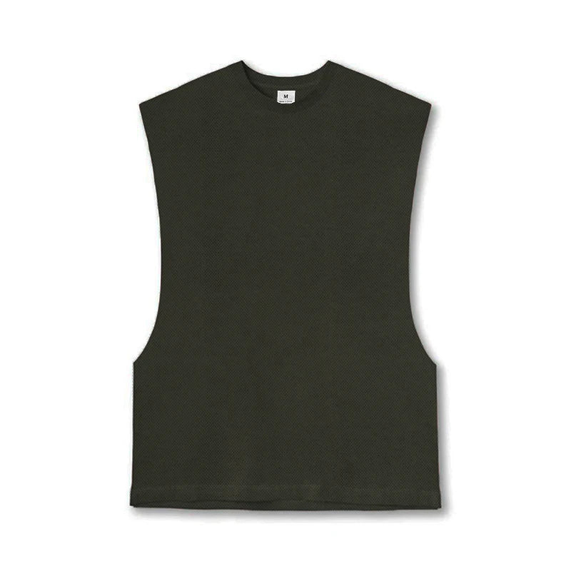 Sommer Singlet med Åpen Side – Mesh Treningstopp uten Ermer for Herre