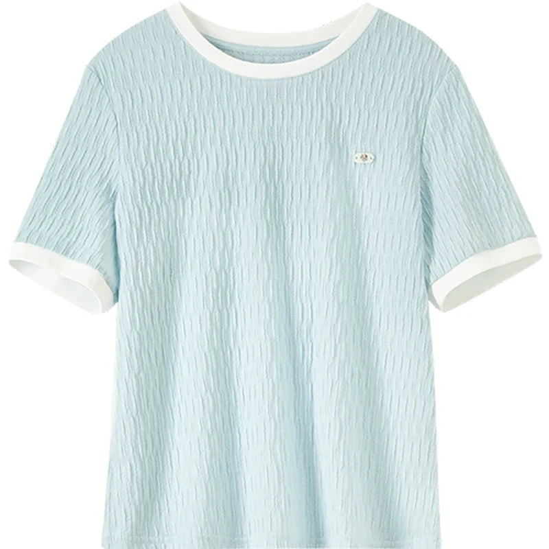 Strikket T-skjorte til Dame – Plissert Design & Casual Stil