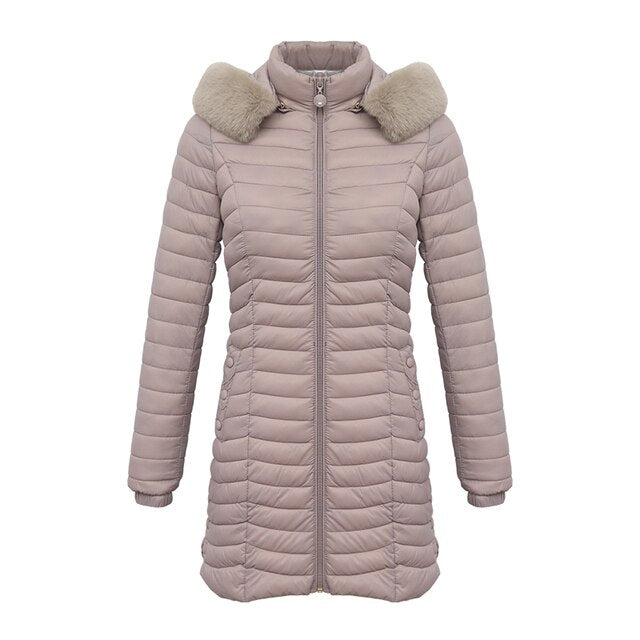 Lang parkas med pelshette Casual lette kåper