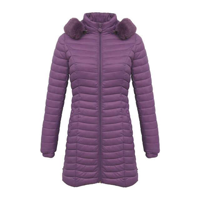 Lang parkas med pelshette Casual lette kåper