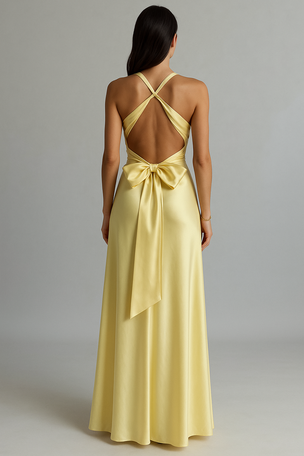 Satin Halter Prom Maxi Kjole