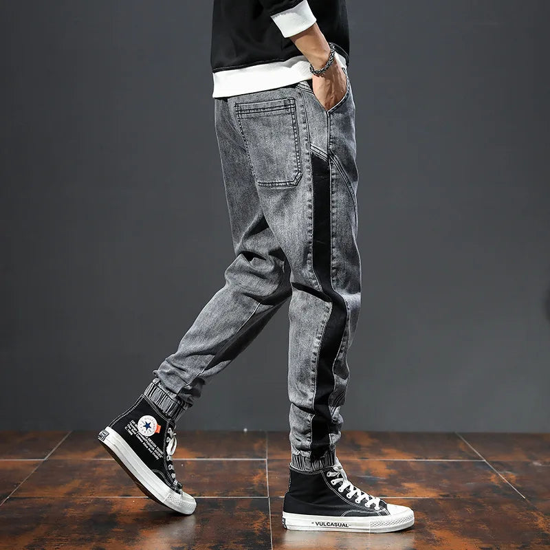 Løse denim bukser med elastisk midje