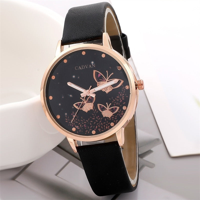 Fet komplett sett: Sett med 6 dameklokker Ladies Fashion Butterfly Watch New Simple Casual Ladies Analogue Wristwatch Bracelet Gift Without Box