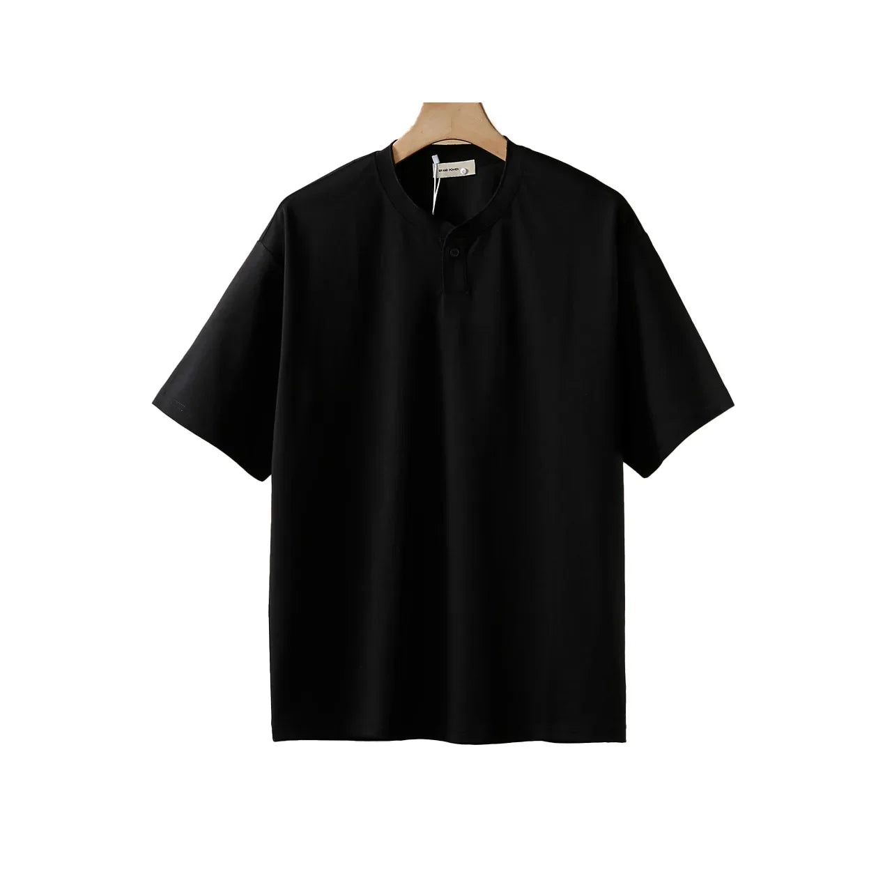 Henley T-skjorte til Herre – Kortermet Bomulls T-skjorte med Knapper