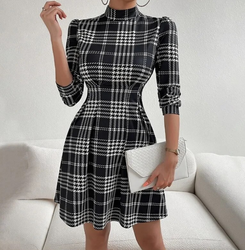 Elegant rutete vinterkjole
