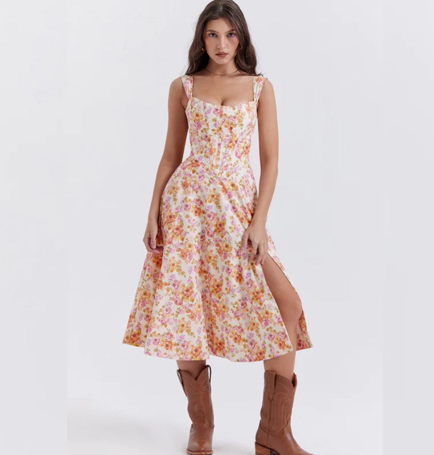 Bella Floral Midi Kjole