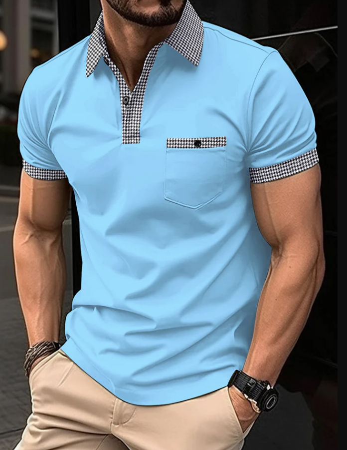 Rutete herre sports-polo skjorte