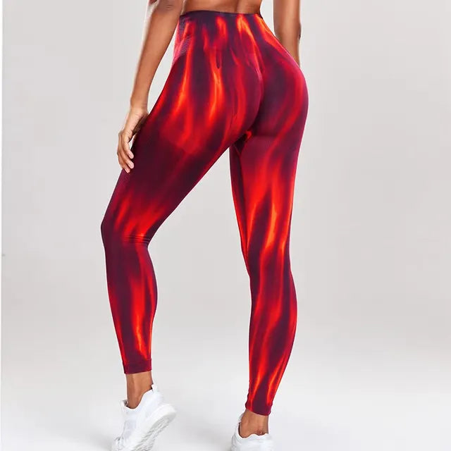 Performance-leggings med høy midje og sømløst bølgemønster
