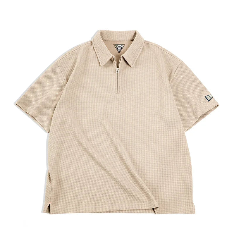 Vintage Waffle Polo til Herre – Heavyweight Half-Zip Sommertopp