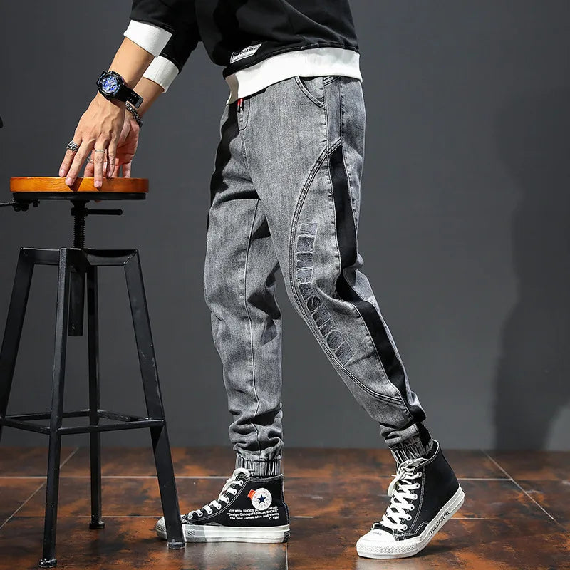 Løse denim bukser med elastisk midje