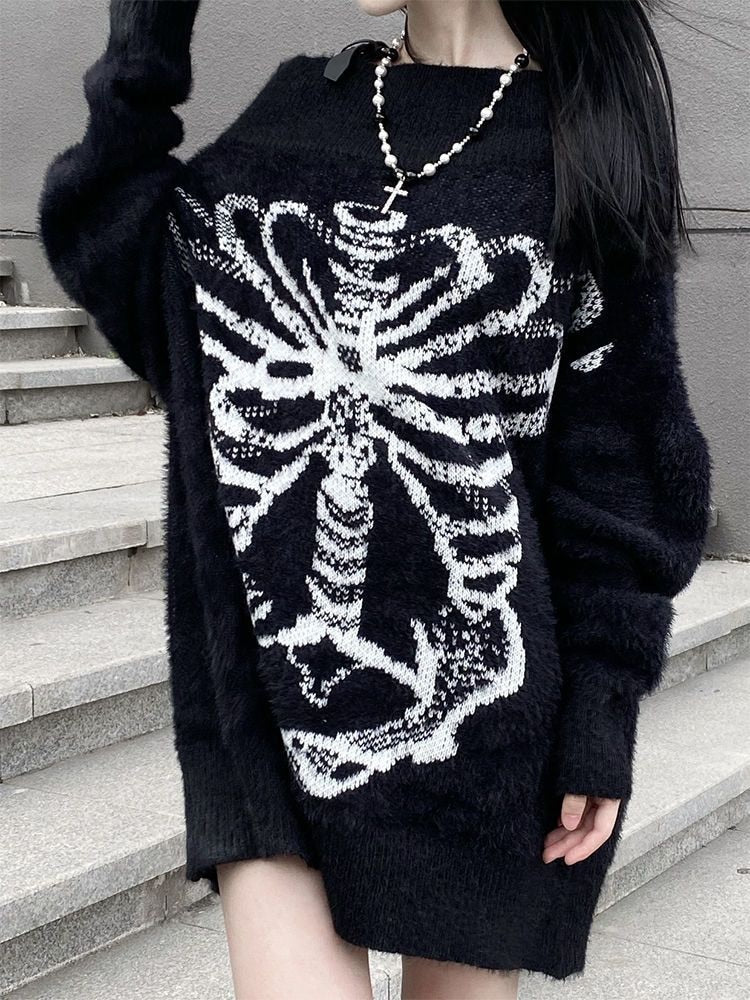 Strikket Ribcage-genser