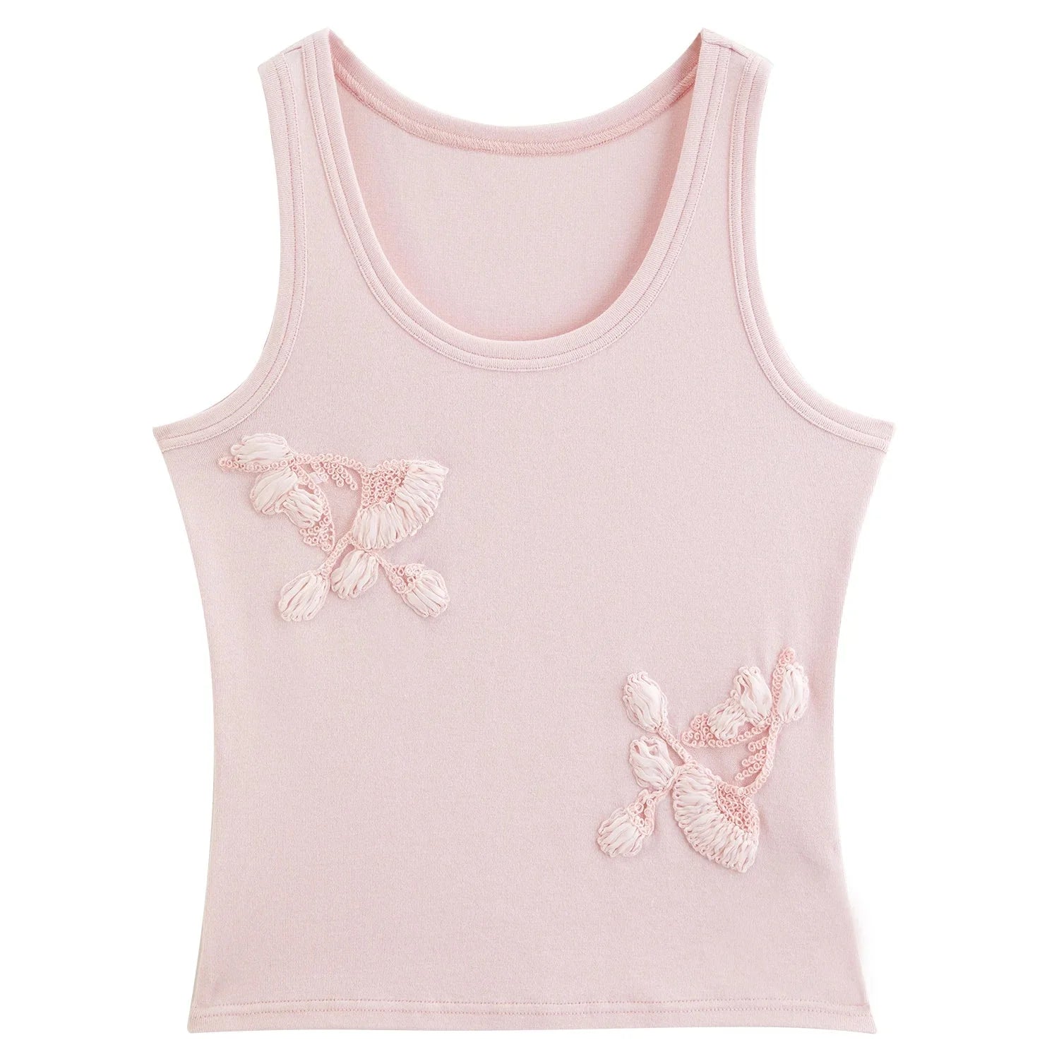 Strikket Camisole til Dame med 3D-Blomster – Elegant Sommertopp