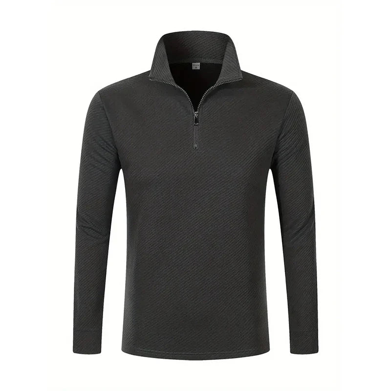 Langermet Polo for Menn – Business Casual med Glidelås | Pustende og Komfortabel Poloskjorte til Vår og Høst