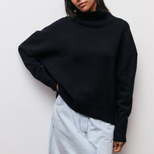 Oversized genser med rullekrage