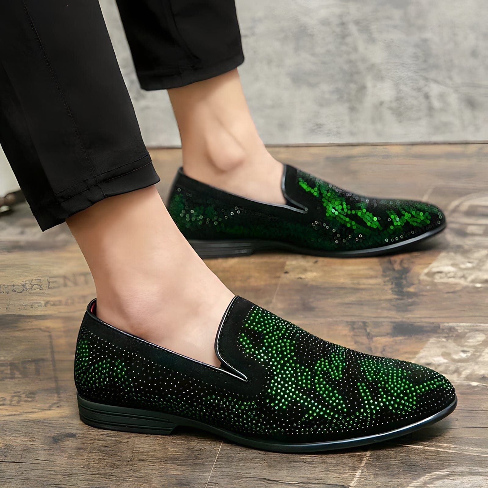 Loafers med rhinestone-utsmykning