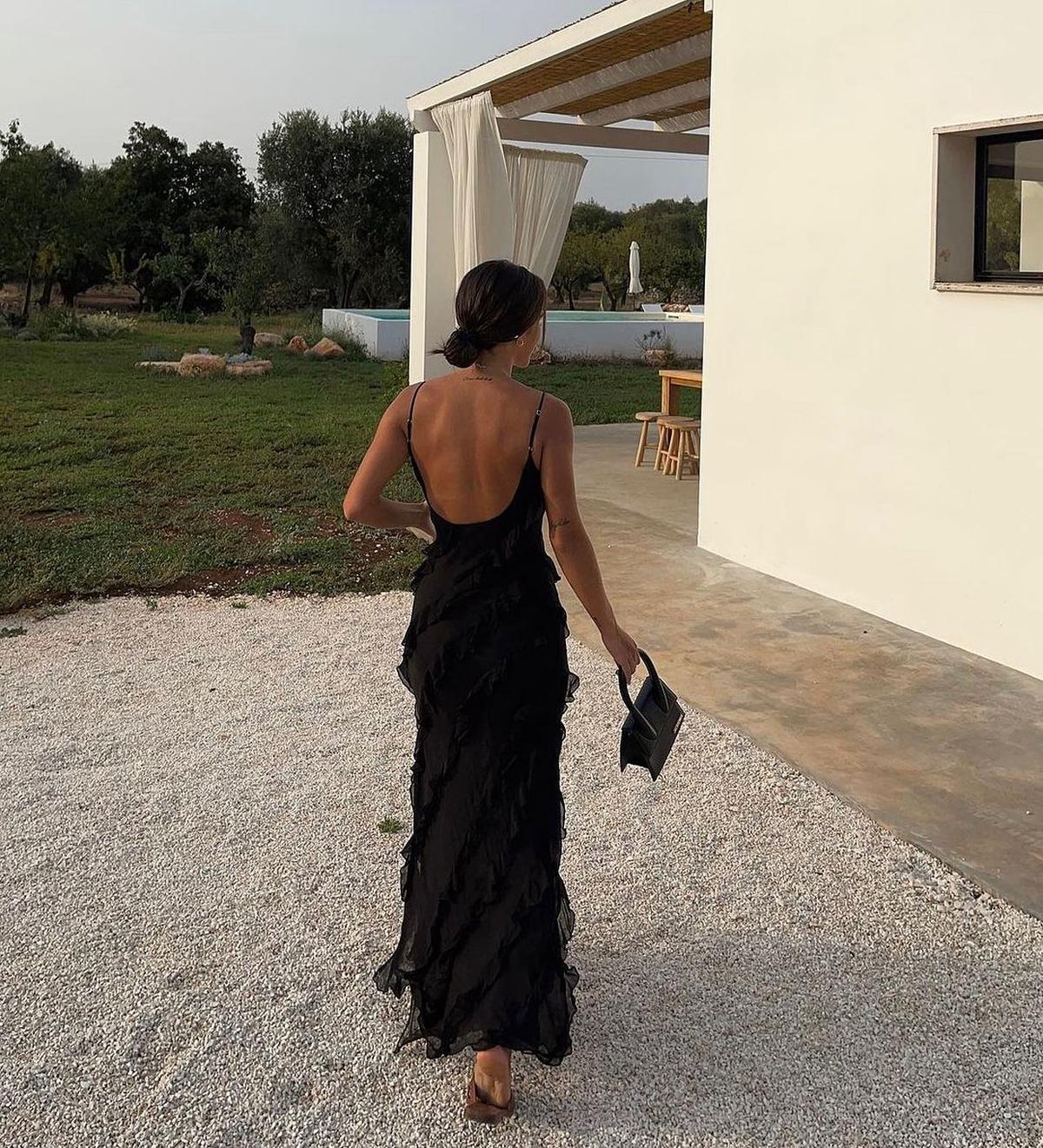 Romantisk Ruffle Chiffon Kveldsdrakt Maxi Kjole