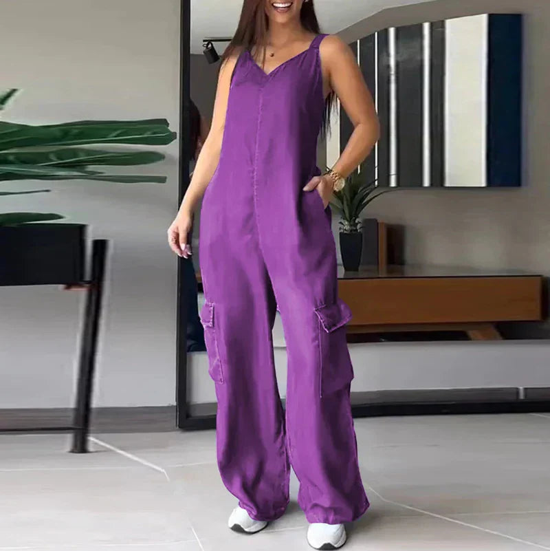 Forførende jumpsuit i denimimimitasjon