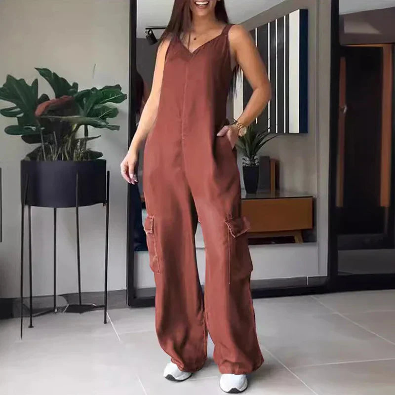 Forførende jumpsuit i denimimimitasjon