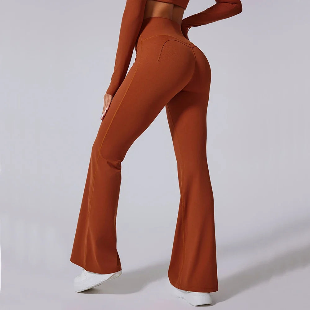 Høytlivs Flared Leggings for Dame – Trening, Yoga & Fitness | Vide Sportstights med Magekontroll og Komfortabel Passform