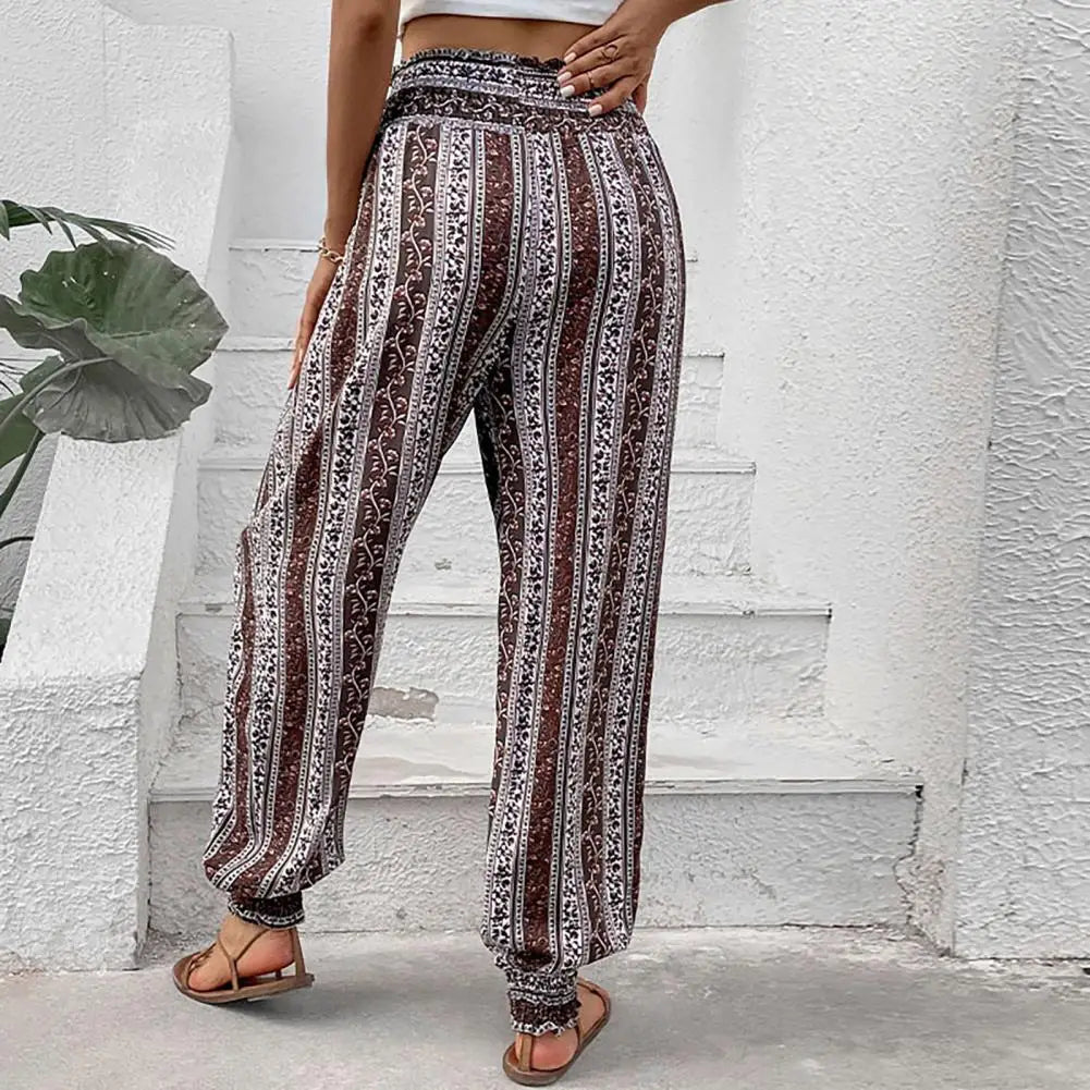 Haremsbukse i etnisk boho-stil med printmønster
