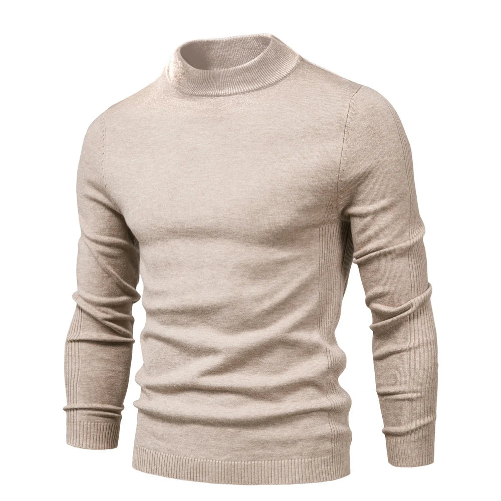 Myk Herregenser med Høy Hals – Ensfarget Vintergenser i Premium Kvalitet | Varm og Komfortabel Pullover for Menn