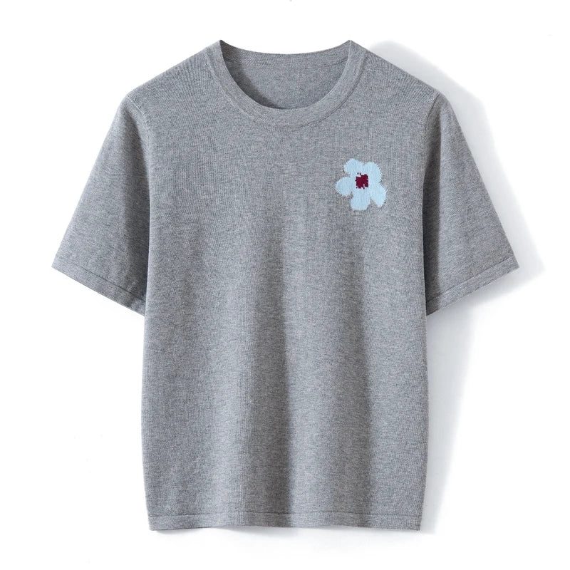 Bomulls T-skjorte til Dame – Løs Koreansk Casual Stil